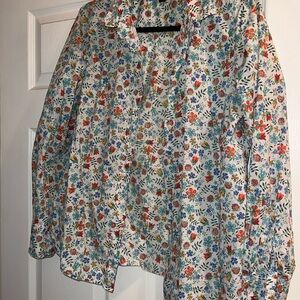 Jcrew Liberty Fabric Women’s Size 10 Floral Shirt Garden Blooms Pattern